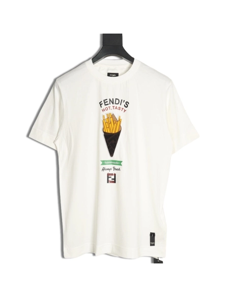 Fendi French fries embroidered short sleeves,Fendi Shirt,Shirt,APPAREL