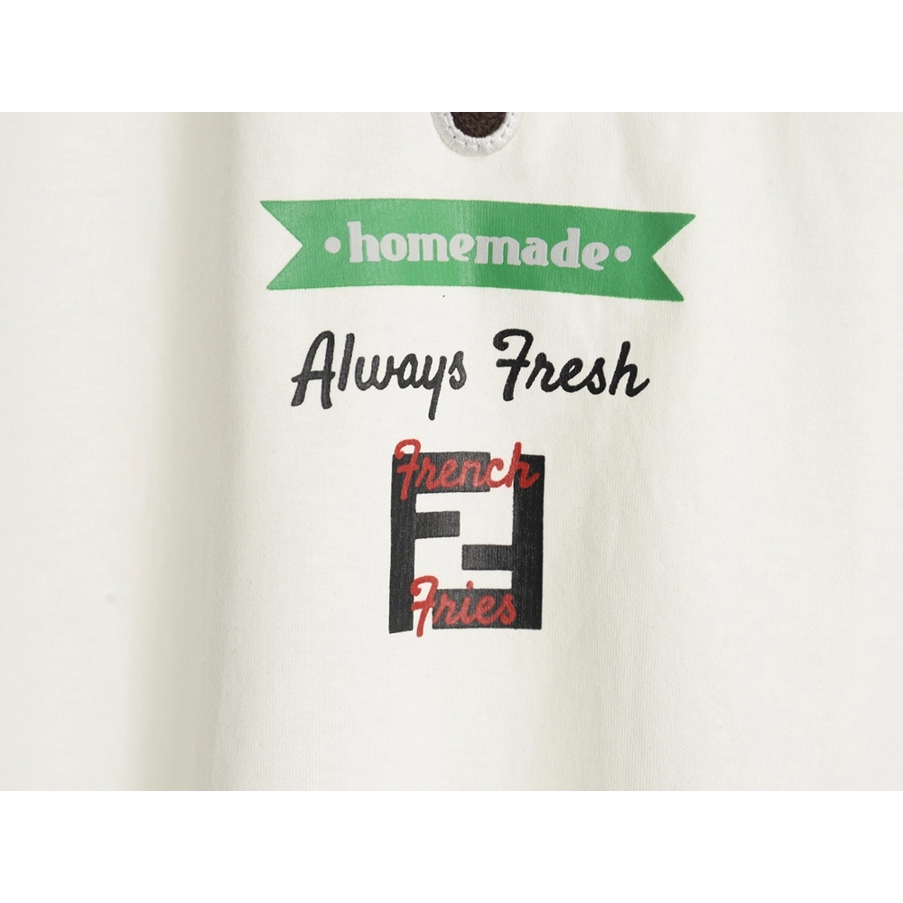 Fendi French fries embroidered short sleeves,Fendi Shirt,Shirt,APPAREL