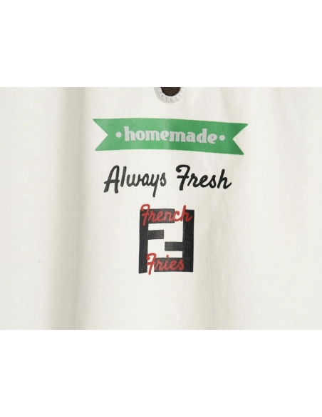 Fendi French fries embroidered short sleeves,Fendi Shirt,Shirt,APPAREL