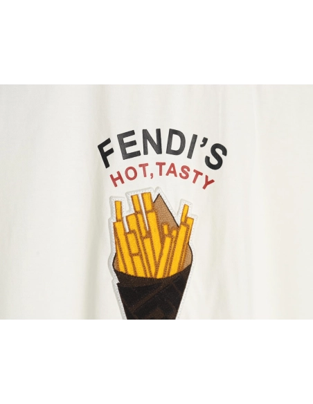 Fendi French fries embroidered short sleeves,Fendi Shirt,Shirt,APPAREL