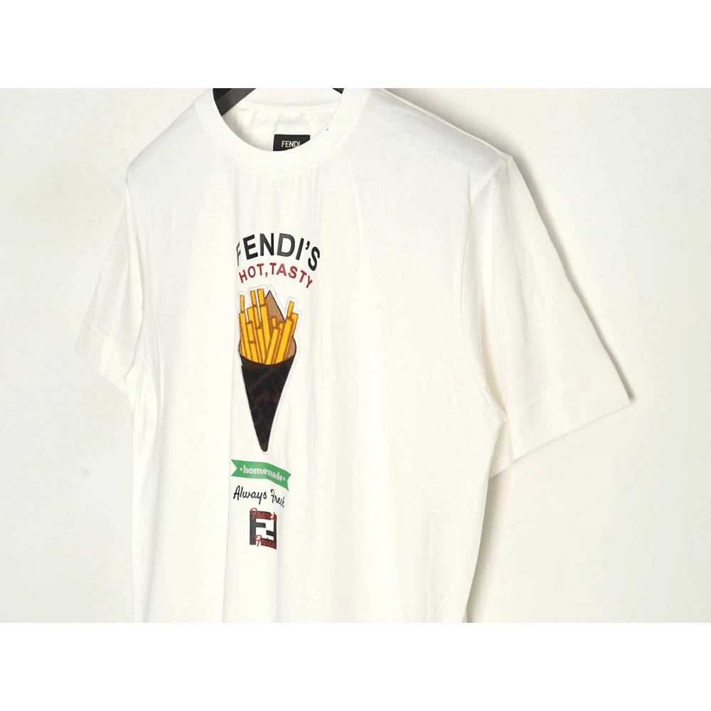 Fendi French fries embroidered short sleeves,Fendi Shirt,Shirt,APPAREL