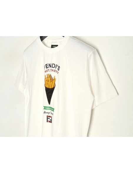 Fendi French fries embroidered short sleeves,Fendi Shirt,Shirt,APPAREL