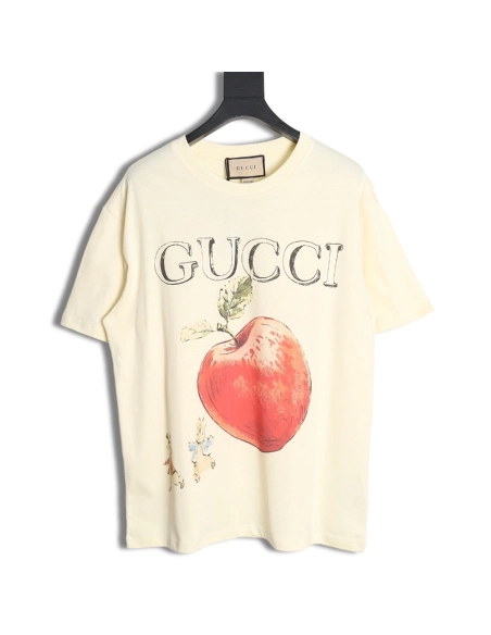 Gucci classic letter logo apple print short sleeve Tshirt,Gucci T Shirt,Tshirt,APPAREL
