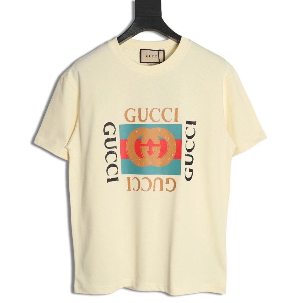 Gucci classic square logo print short sleeves,Gucci T Shirt,Tshirt,APPAREL