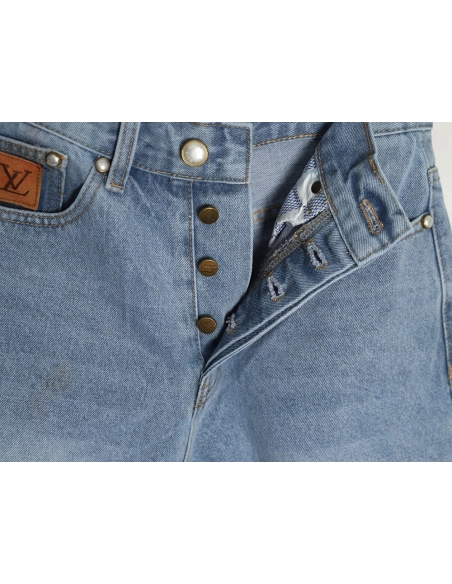 Louis Vuitton Embroidered Pocket Denim Shorts,Louis Vuitton T Shirt,Tshirt,APPAREL