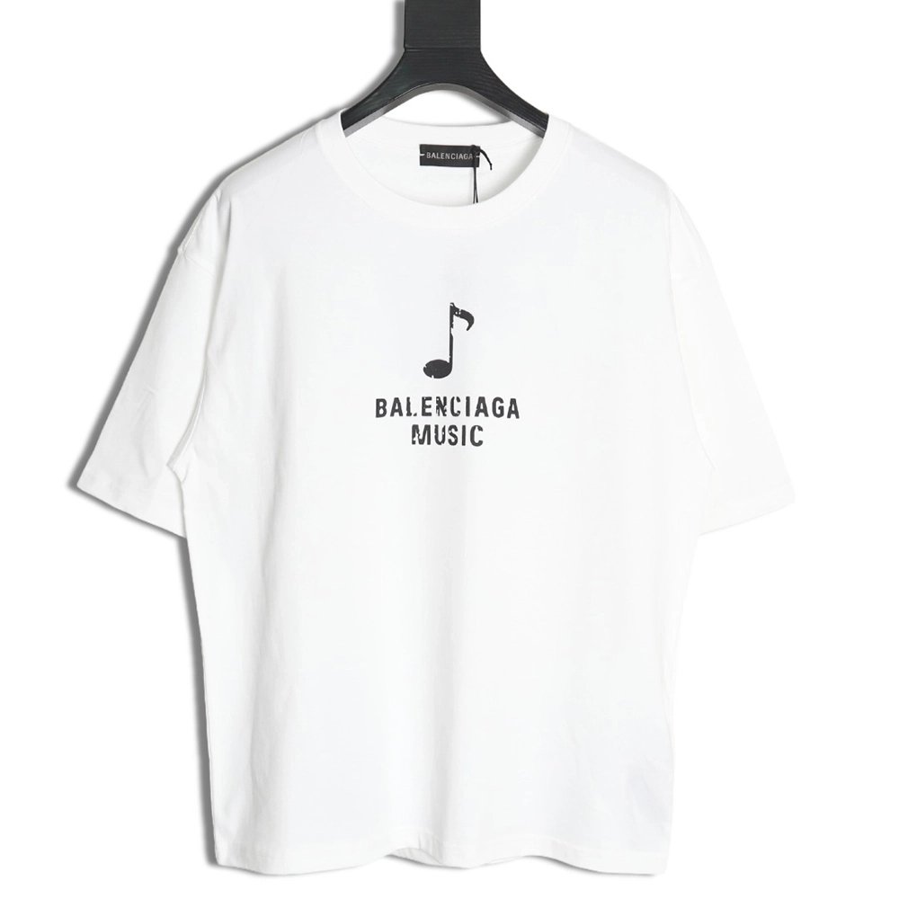 Balenciaga Musical Notes Oil Painting Print Short Sleeve,Balenciaga T Shirt,Tshirt,APPAREL