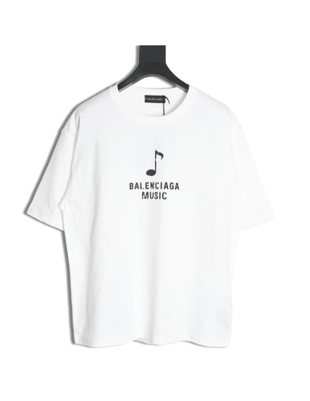 Balenciaga Musical Notes Oil Painting Print Short Sleeve,Balenciaga T Shirt,Tshirt,APPAREL