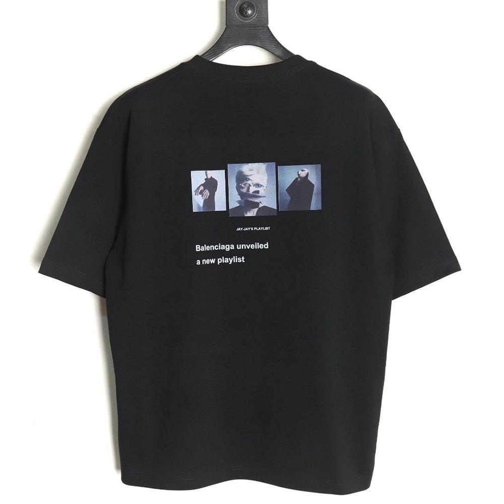 Balenciaga Musical Notes Oil Painting Print Short Sleeve,Balenciaga T Shirt,Tshirt,APPAREL