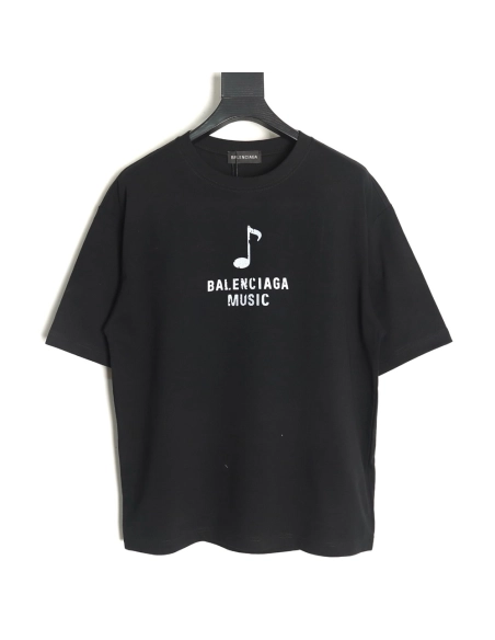 Balenciaga Musical Notes Oil Painting Print Short Sleeve,Balenciaga T Shirt,Tshirt,APPAREL