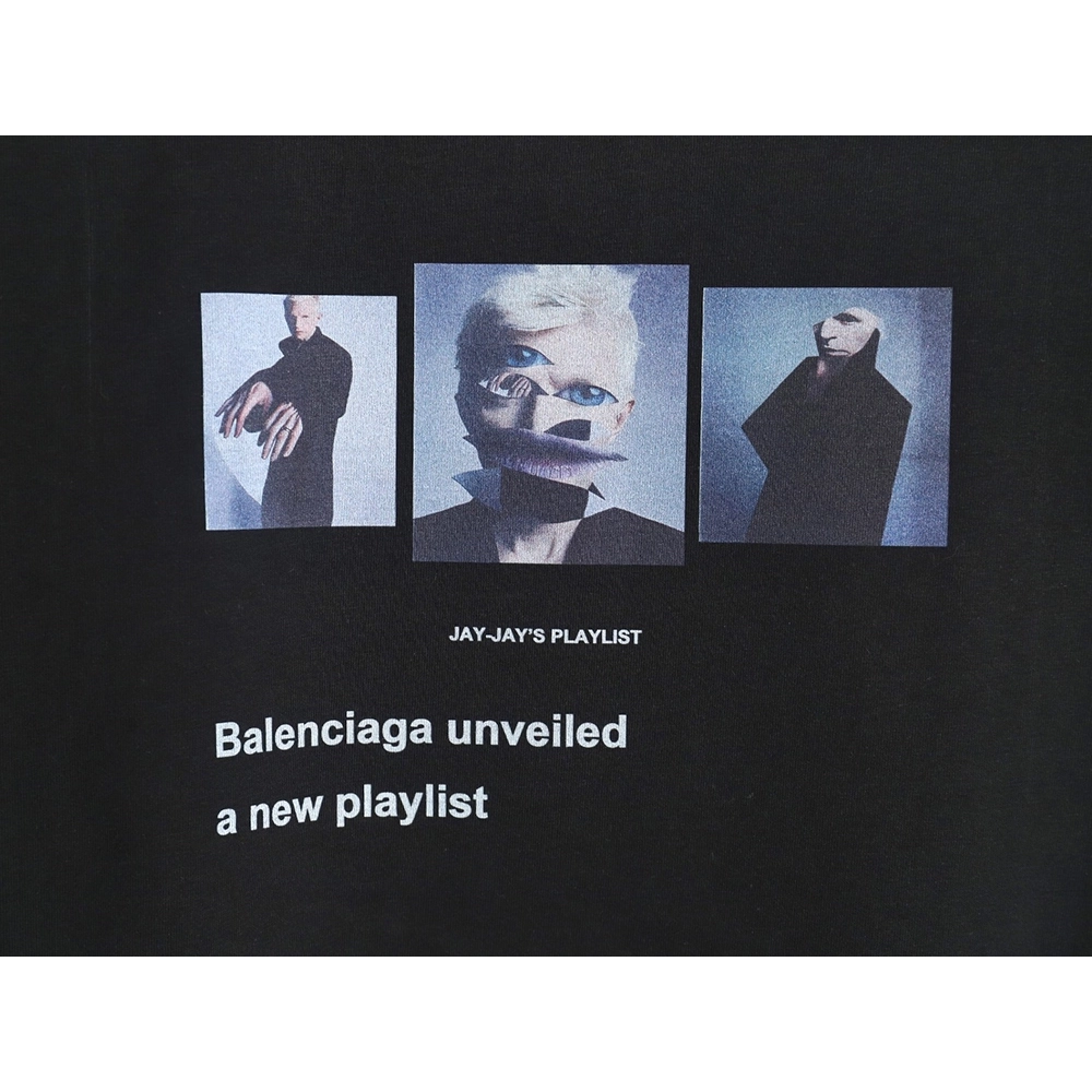 Balenciaga Musical Notes Oil Painting Print Short Sleeve,Balenciaga T Shirt,Tshirt,APPAREL