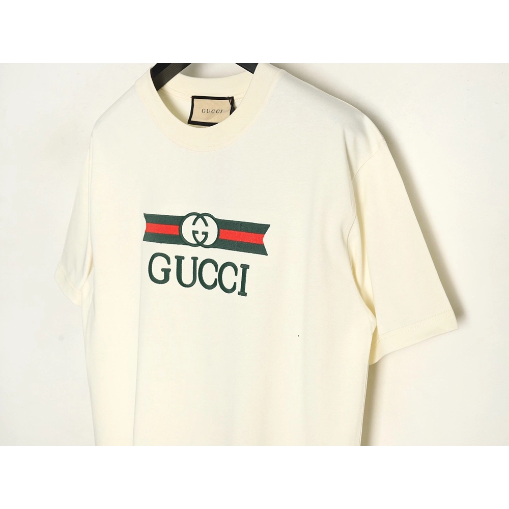 Gucci Double G stripe embroidered short sleeves,Gucci T Shirt,Tshirt,APPAREL