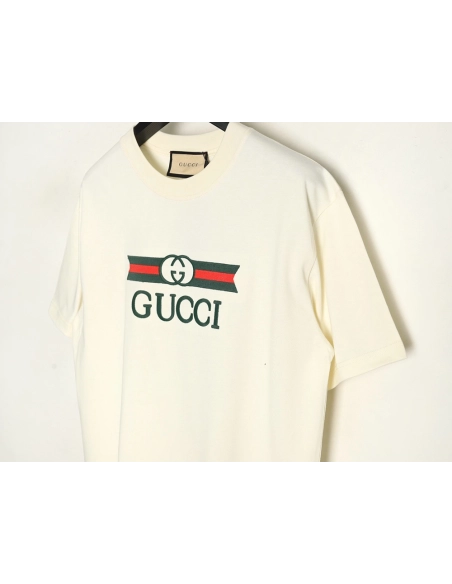 Gucci Double G stripe embroidered short sleeves,Gucci T Shirt,Tshirt,APPAREL