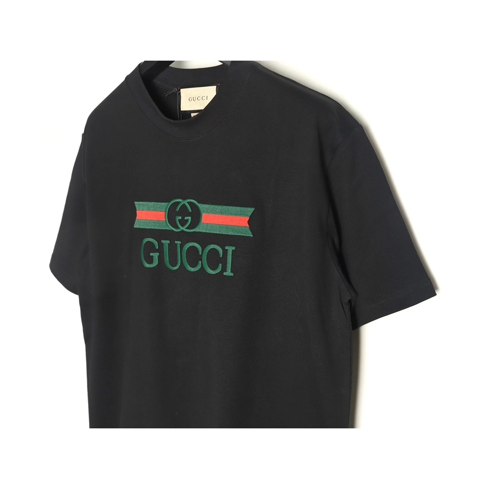 Gucci Double G stripe embroidered short sleeves,Gucci T Shirt,Tshirt,APPAREL