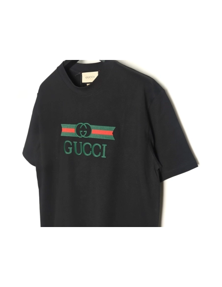 Gucci Double G stripe embroidered short sleeves,Gucci T Shirt,Tshirt,APPAREL