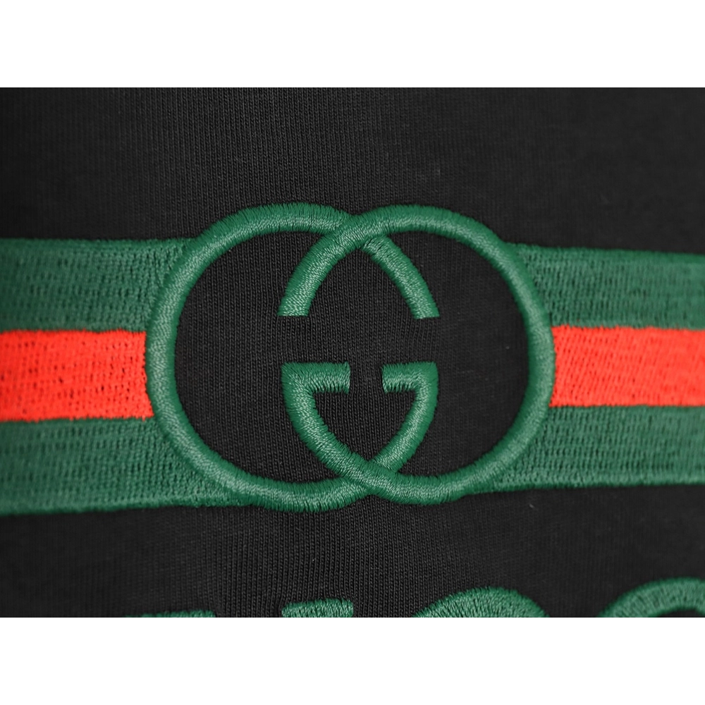 Gucci Double G stripe embroidered short sleeves,Gucci T Shirt,Tshirt,APPAREL