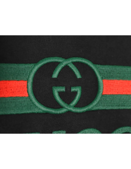 Gucci Double G stripe embroidered short sleeves,Gucci T Shirt,Tshirt,APPAREL