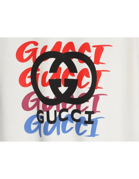 Gucci gradient slogan double G print short sleeves,Gucci T Shirt,Tshirt,APPAREL