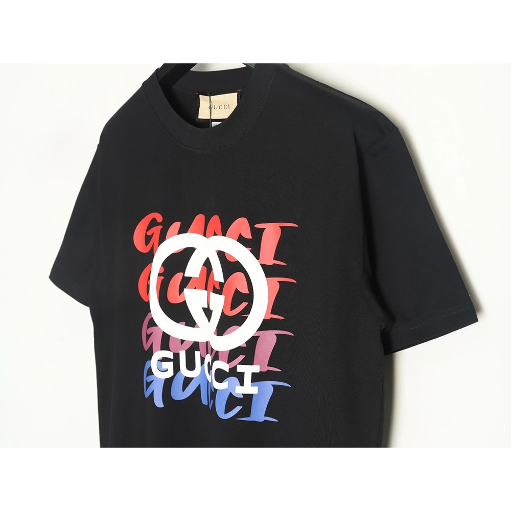 Gucci gradient slogan double G print short sleeves,Gucci T Shirt,Tshirt,APPAREL