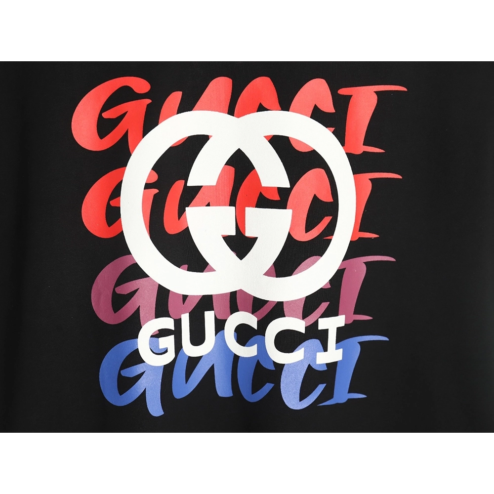 Gucci gradient slogan double G print short sleeves,Gucci T Shirt,Tshirt,APPAREL