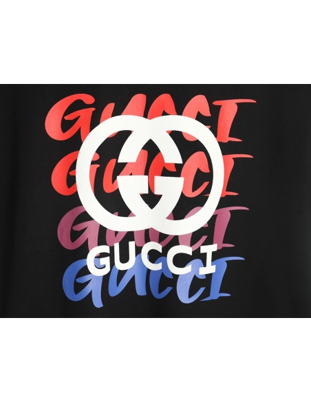 Gucci gradient slogan double G print short sleeves,Gucci T Shirt,Tshirt,APPAREL