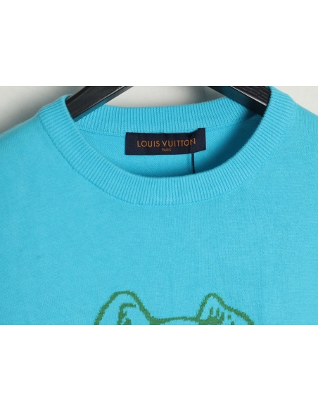 Louis Vuitton Puppy jacquard knit short sleeves,Louis Vuitton T Shirt,Tshirt,Hiqh quality low price,free shipping