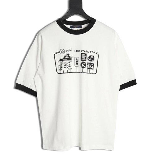Louis Vuitton letter logo road sign print round neck short sleeves,Louis Vuitton T Shirt,Tshirt,Hiqh quality low price,free ship