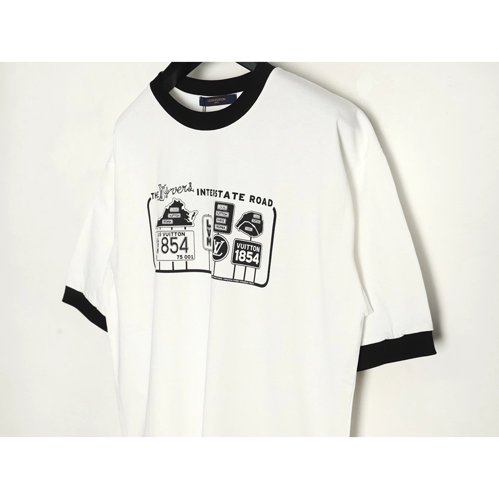 Louis Vuitton letter logo road sign print round neck short sleeves,Louis Vuitton T Shirt,Tshirt,Hiqh quality low price,free ship