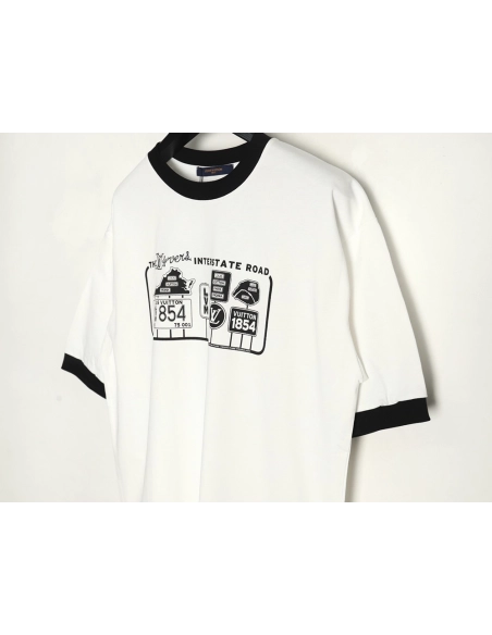 Louis Vuitton letter logo road sign print round neck short sleeves,Louis Vuitton T Shirt,Tshirt,Hiqh quality low price,free ship