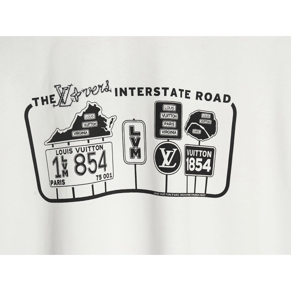 Louis Vuitton letter logo road sign print round neck short sleeves,Louis Vuitton T Shirt,Tshirt,Hiqh quality low price,free ship