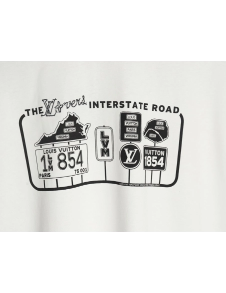 Louis Vuitton letter logo road sign print round neck short sleeves,Louis Vuitton T Shirt,Tshirt,Hiqh quality low price,free ship