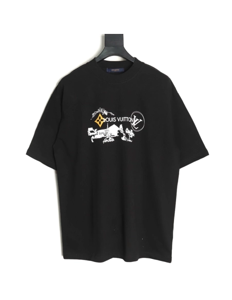 Louis Vuitton sketch lettering logo print short sleeves,Louis Vuitton T Shirt,Tshirt,Hiqh quality low price,free shipping