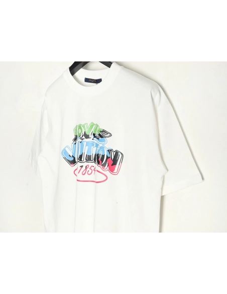 Louis Vuitton colorful lettering logo print short sleeves,Louis Vuitton T Shirt,Tshirt,Hiqh quality low price,free shipping