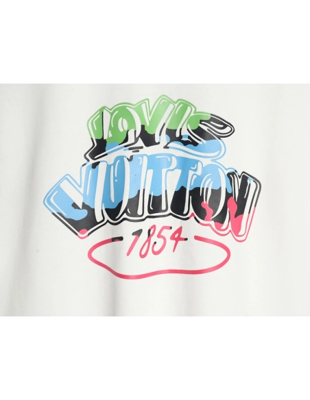 Louis Vuitton colorful lettering logo print short sleeves,Louis Vuitton T Shirt,Tshirt,Hiqh quality low price,free shipping