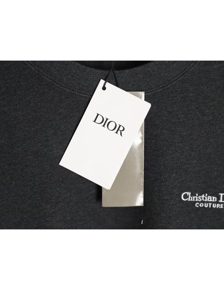 Dior Embroidered Lettering Grey Short Sleeve TShirt,Dior T Shirt,Tshirt,Hiqh quality low price,free shipping