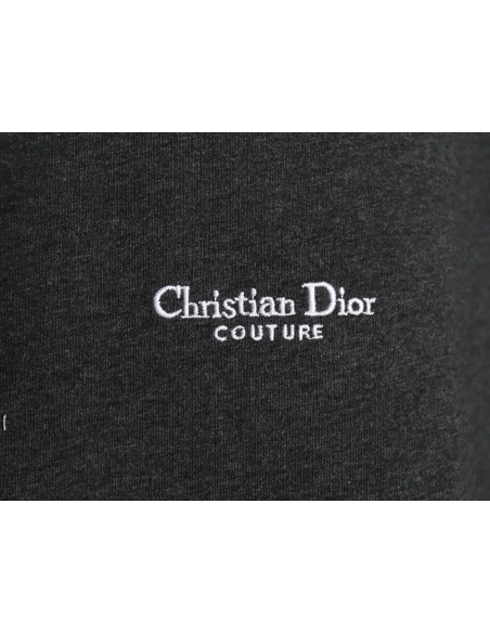 Dior Embroidered Lettering Grey Short Sleeve TShirt,Dior T Shirt,Tshirt,Hiqh quality low price,free shipping