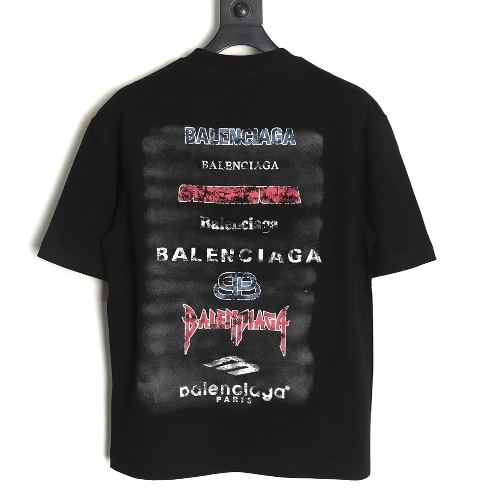 Balenciaga Back mottled multiline lettering short sleeves,Balenciaga T Shirt,Tshirt,Hiqh quality low price,free shipping