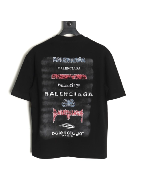 Balenciaga Back mottled multiline lettering short sleeves,Balenciaga T Shirt,Tshirt,Hiqh quality low price,free shipping