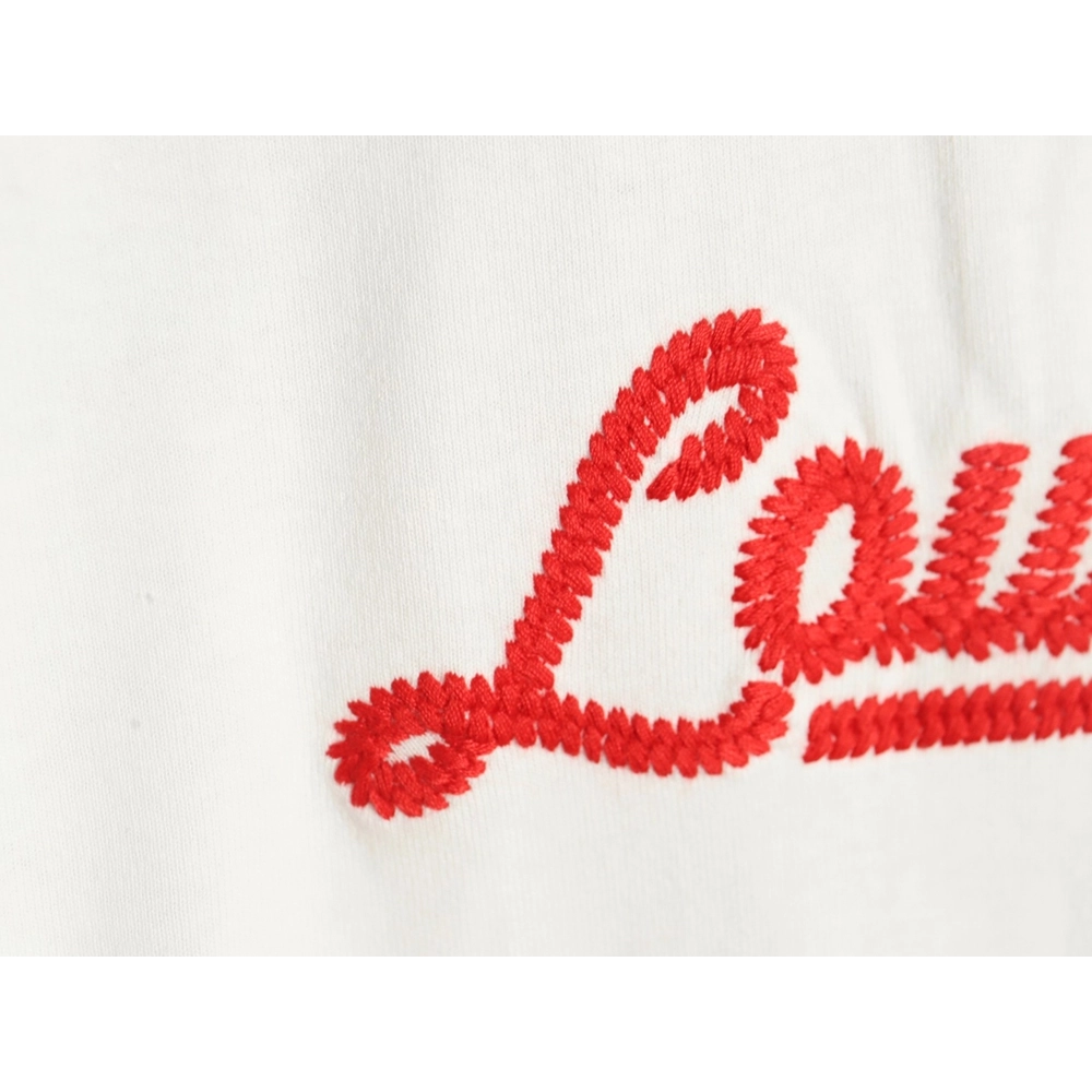 Louis Vuitton red letter embroidered round neck shortsleeved Tshirt,Louis Vuitton T Shirt,Tshirt,Hiqh quality low price,free shi