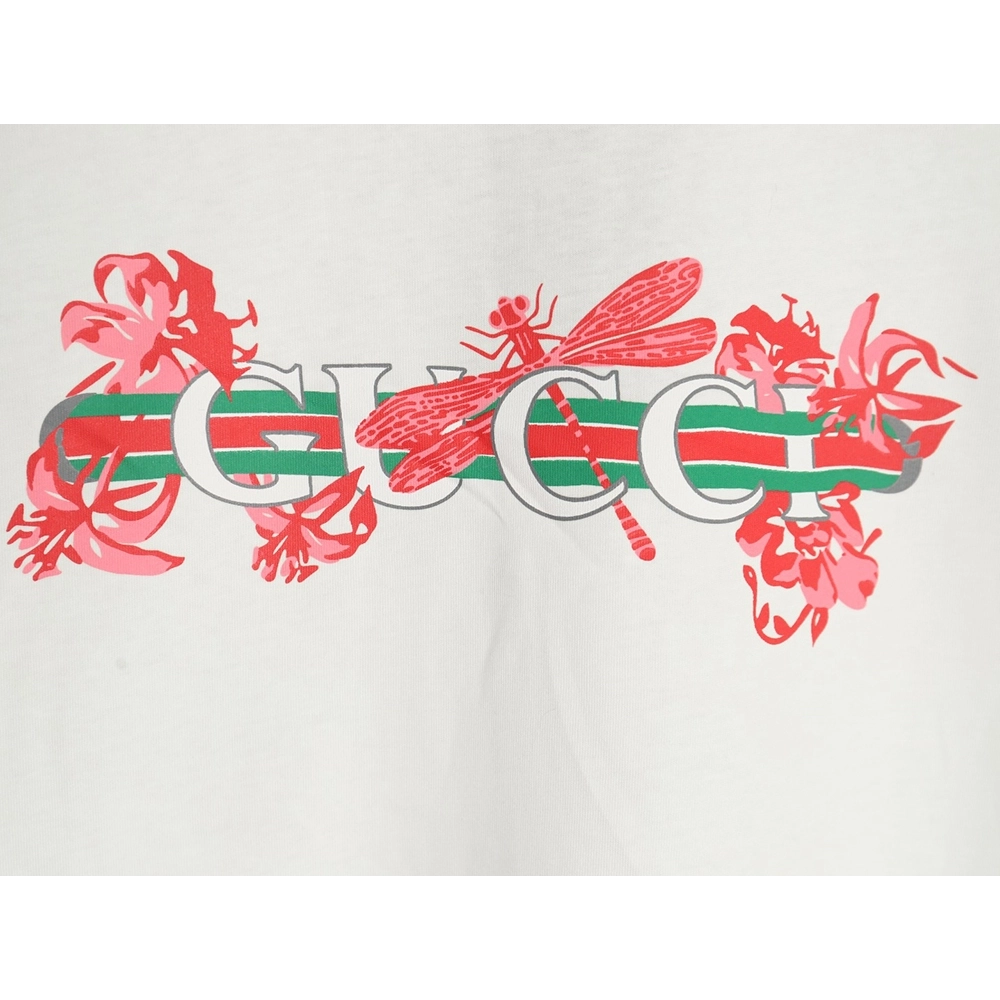 Gucci floral belt print crew neck short sleeves,Gucci T Shirt,Tshirt,Hiqh quality low price,free shipping