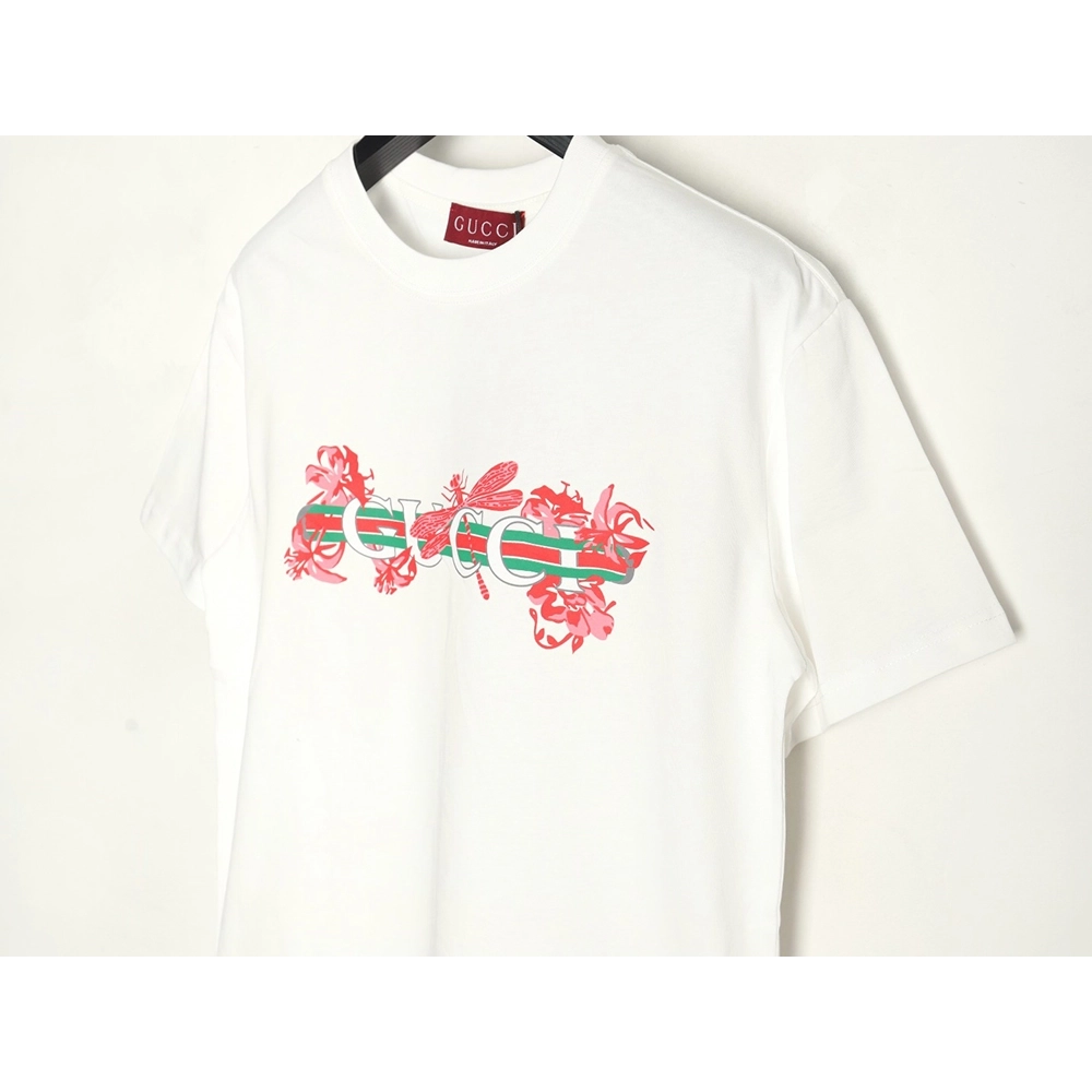 Gucci floral belt print crew neck short sleeves,Gucci T Shirt,Tshirt,Hiqh quality low price,free shipping