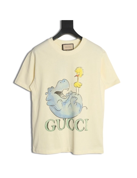 Gucci funny cartoon print round neck short sleeves,Gucci T Shirt,Tshirt,Hiqh quality low price,free shipping