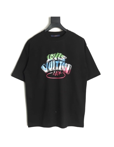 Louis Vuitton colorful lettering logo print short sleeves,Louis Vuitton T Shirt,Tshirt,Hiqh quality low price,free shipping