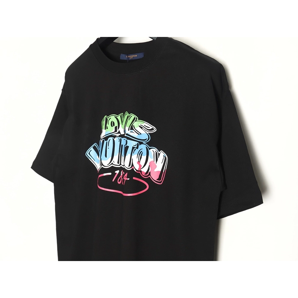 Louis Vuitton colorful lettering logo print short sleeves,Louis Vuitton T Shirt,Tshirt,Hiqh quality low price,free shipping