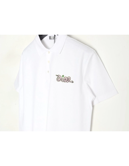 Dior KAWS Year of the Snake logo shortsleeved polo shirt,Dior Shirt,Shirt,Hiqh quality low price,free shipping