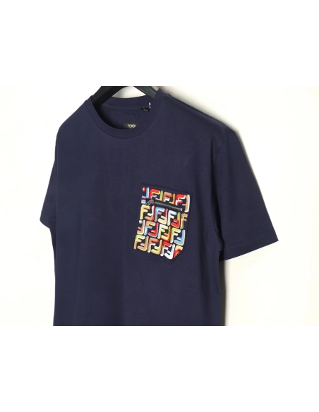 Fendi FF colorful embroidered pocket zipper shortsleeved Tshirt,Fendi T Shirt,Tshirt,Hiqh quality low price,free shipping
