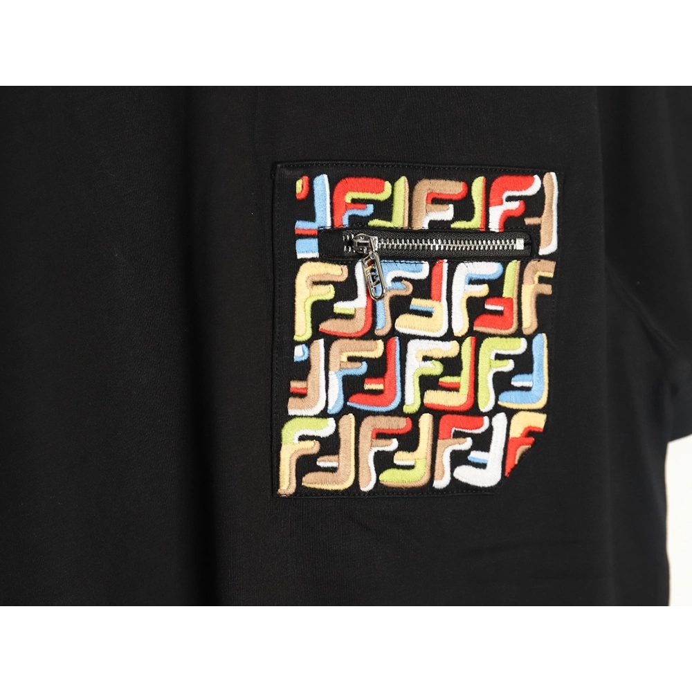 Fendi FF colorful embroidered pocket zipper shortsleeved Tshirt,Fendi T Shirt,Tshirt,Hiqh quality low price,free shipping