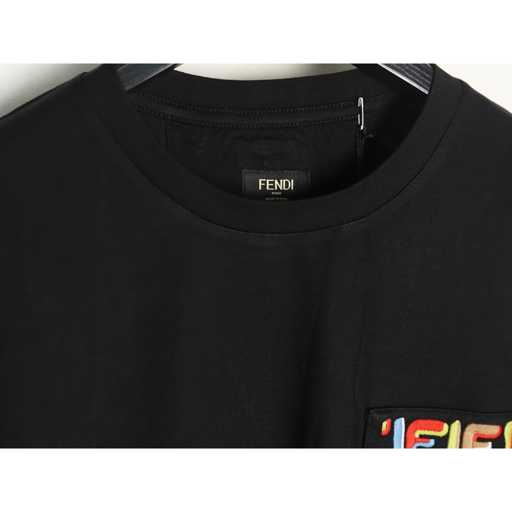 Fendi FF colorful embroidered pocket zipper shortsleeved Tshirt,Fendi T Shirt,Tshirt,Hiqh quality low price,free shipping