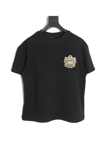 Louis Vuitton Gold Thread Badge Checkerboard Short Sleeves,Louis Vuitton T Shirt,Tshirt,Hiqh quality low price,free shipping