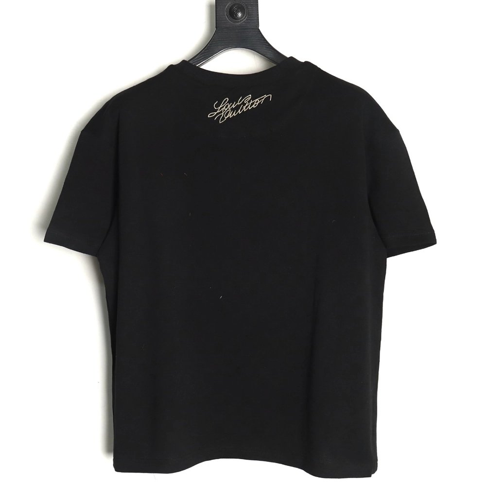 Louis Vuitton Gold Thread Badge Checkerboard Short Sleeves,Louis Vuitton T Shirt,Tshirt,Hiqh quality low price,free shipping