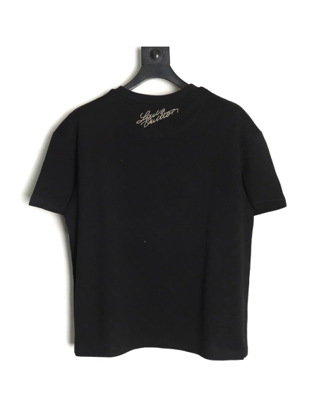 Louis Vuitton Gold Thread Badge Checkerboard Short Sleeves,Louis Vuitton T Shirt,Tshirt,Hiqh quality low price,free shipping